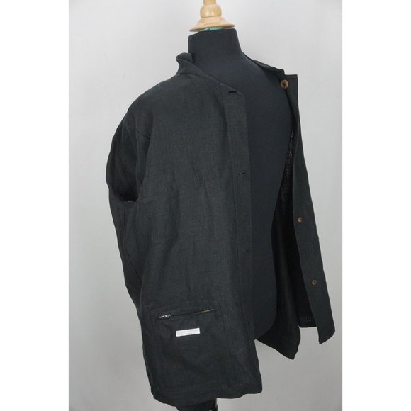 Anderson & Sheppard Savile Row Black Cotton Button Up Mens French Jacket Sz XL - Picture 7 of 10